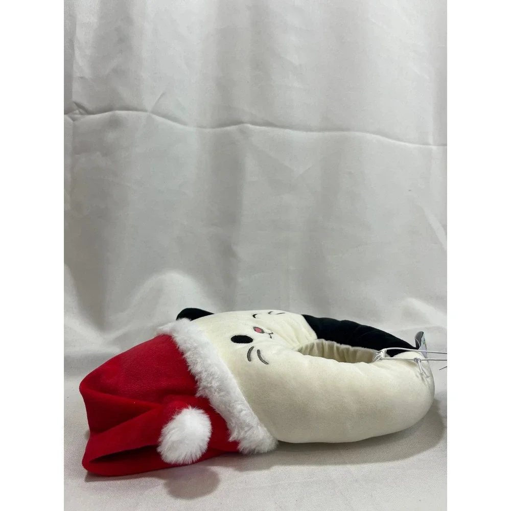 Squishmallows‎ Santa Hat Cat Slippers Off-White Black Holiday Kids Size 4/5 NEW